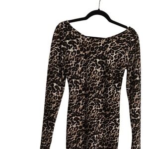 Leopard Print Long Sleeve Dress Animal Print‎ Bodycon Mini Dress